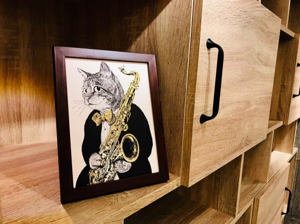 【古典音樂貓肖像畫】薩克斯風 | 古典音樂 | Music Gift | 音樂禮品 第2張的照片