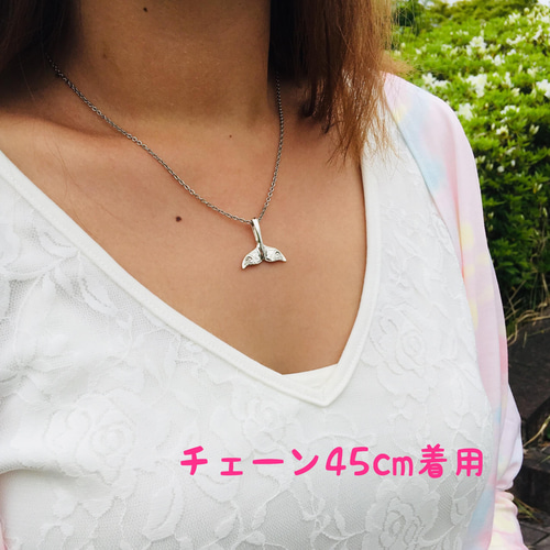 シルバー925 ミニ ホヌ 付き 幸運の ホエールテール ハワイアン