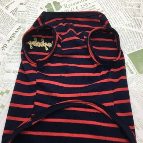 斜めストライプの犬の服 斜めストライプの犬の服 ペット服 横ライン