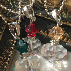 水晶とスワロフスキービーズの香水瓶ネックレス　ロジウム 5枚目の画像