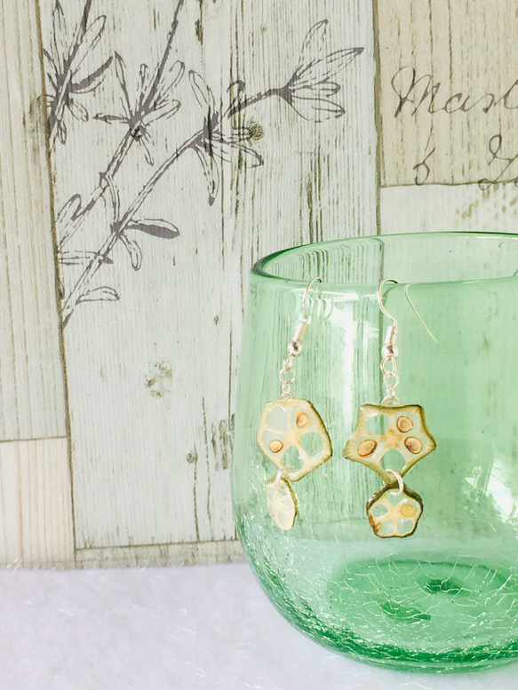 食べ物ピアス】オクラのオリジナルピアス☆押し野菜☆ほんもの野菜  