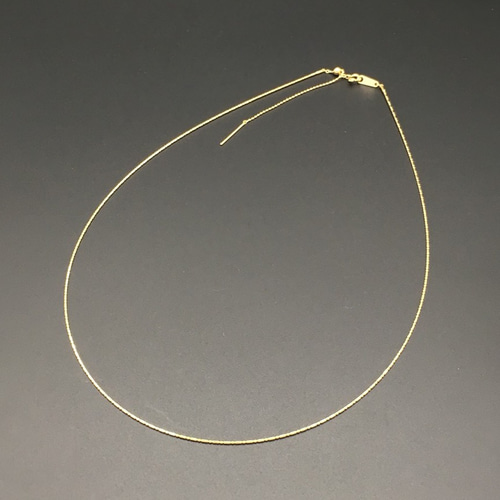 18金 k18YGオメガネックレスチェーン♪♪ビーズが通せるピンチェーン