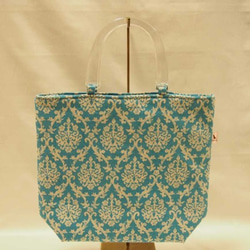 オリエンタル更紗柄のトートバッグ(水色） 2枚目の画像