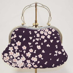 桜吹雪柄ちりめん素材のパーティーバッグ　3Wayタイプ（紫） 2枚目の画像