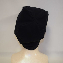 綿素材のリバーシブルおしゃれ帽子（ブラック×グレイボーダー） 3枚目の画像