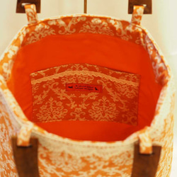 オリエンタル更紗柄のトートバッグ(オレンジ） 3枚目の画像