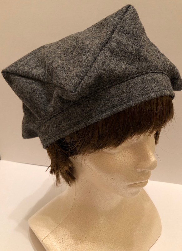 圧縮ウールのおしゃれベレー帽（ダークグレー） 5枚目の画像