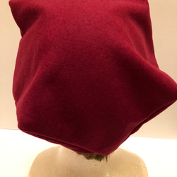 圧縮ウールのおしゃれベレー帽（ダークレッド） 3枚目の画像