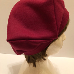 圧縮ウールのおしゃれベレー帽（ダークレッド） 4枚目の画像