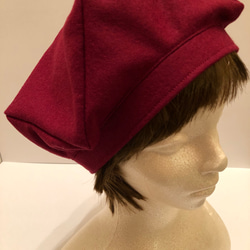 圧縮ウールのおしゃれベレー帽（ダークレッド） 5枚目の画像