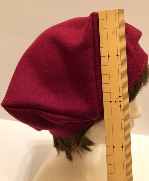 圧縮ウールのおしゃれベレー帽（ダークレッド） 6枚目の画像