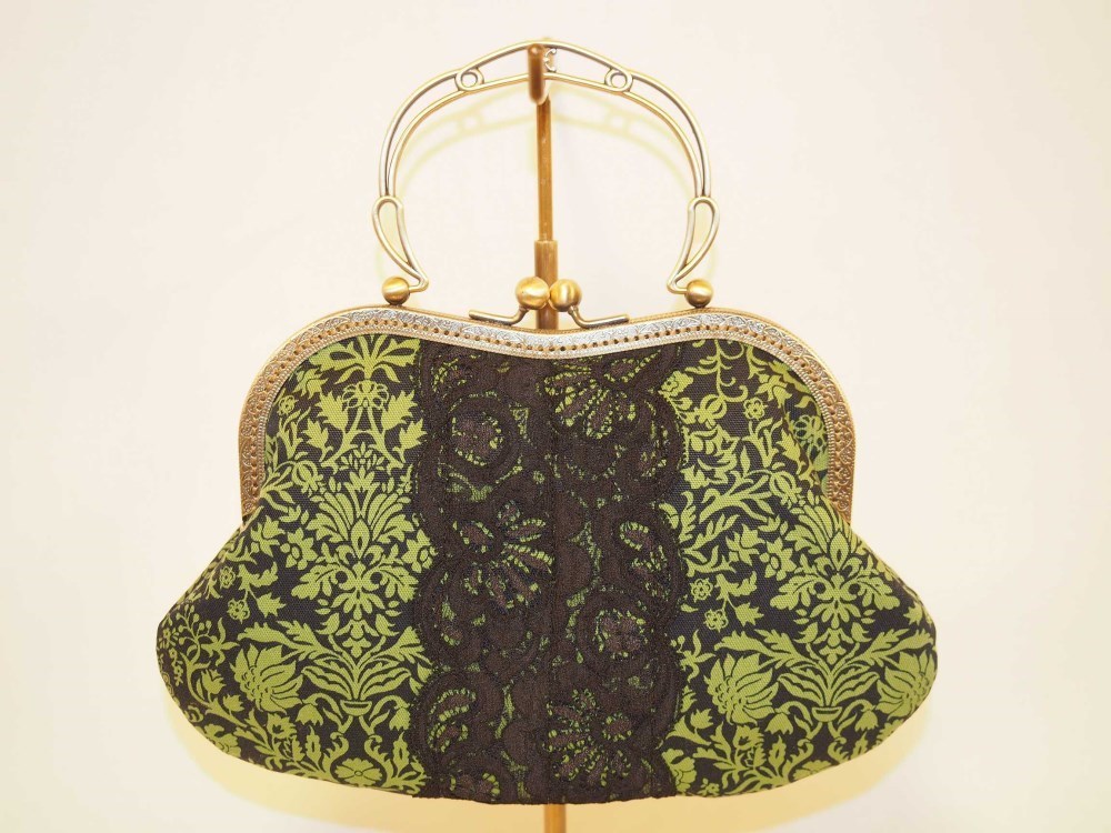 【受注製作】ダマスク柄のパーティーバッグ　3Wayタイプ（グリーン）Special edition