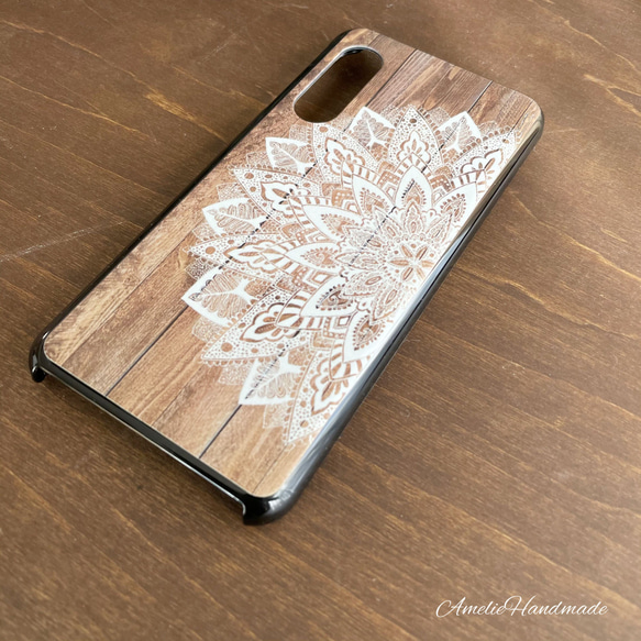 iPhone14シリーズ対応【受注制作】Mandala×wood ハードケース　iPhone/Android対応 3枚目の画像