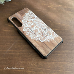 iPhone14シリーズ対応【受注制作】Mandala×wood ハードケース　iPhone/Android対応 4枚目の画像