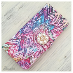 再販３月中旬【iPhone6/6s】Colorful floral　手帳型ケース 3枚目の画像