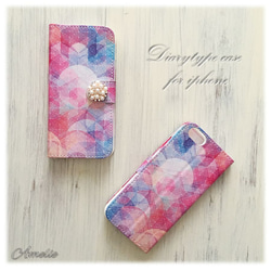 【期間限定送料無料】SALE‼【iPhone6/6s】Geometric（パール）手帳型ケース 2枚目の画像