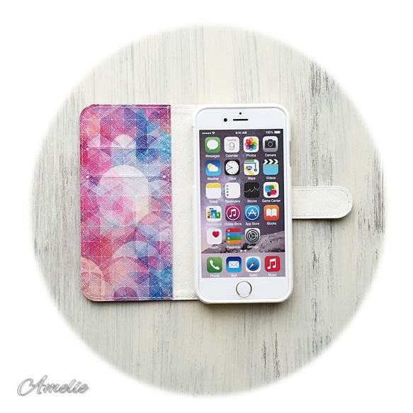 【期間限定送料無料】SALE‼【iPhone6/6s】Geometric（パール）手帳型ケース 3枚目の画像