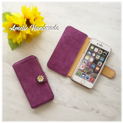 [IPhone / xperia] 仿麂皮紫色筆記本型手機殼 第1張的照片