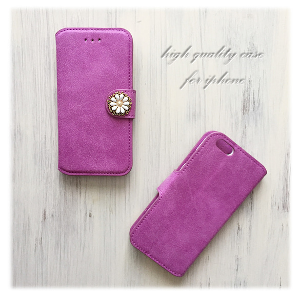 [IPhone / xperia] 仿麂皮紫色筆記本型手機殼 第4張的照片