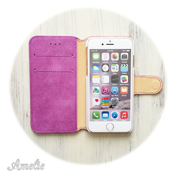 Peco Peco訂購[iPhone / Xperia]仿麂皮的紫色Moonstar筆記本型保護殼 第4張的照片