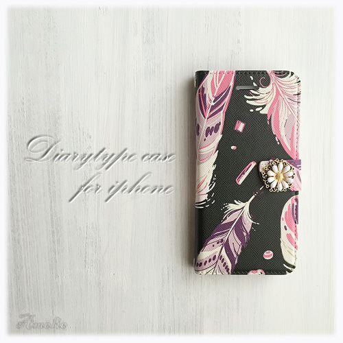 SALE!【iPhone5/5s/SE】ブラックフェザー手帳型ケース iPhoneケース 