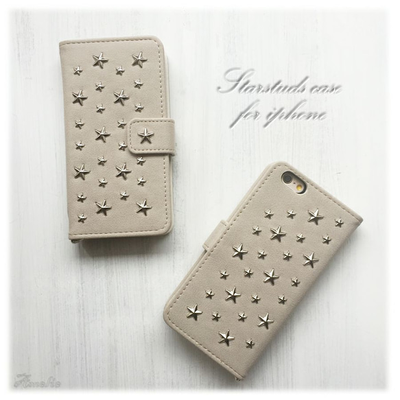 [Iphone/xperia/galaxy/Android] Star studs greige with Charm note 第5張的照片