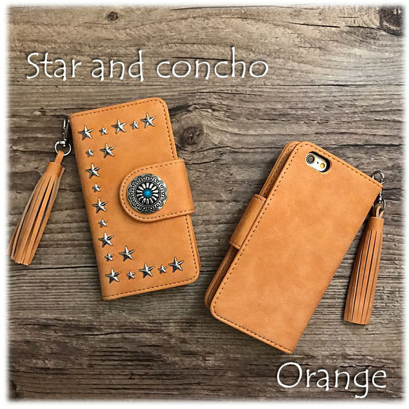 Outlet SALE！iPhoneX / Xs 橙色 Starstuds &amp; Concho Suede Style 智 第5張的照片