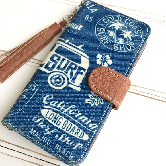 【iPhone6/6sのみ】Denim&Surf デニム　手帳型スマホケース 2枚目の画像