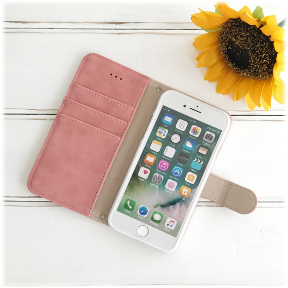 [iPhone] 帶流蘇筆記本型智能手機殼的麂皮珊瑚粉色 第2張的照片