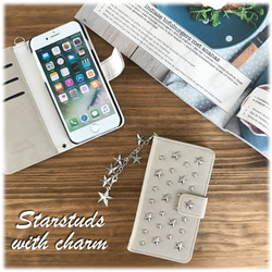 SALE! Star studs with initial charm 筆記本型智能手機外殼 Greige 第1張的照片