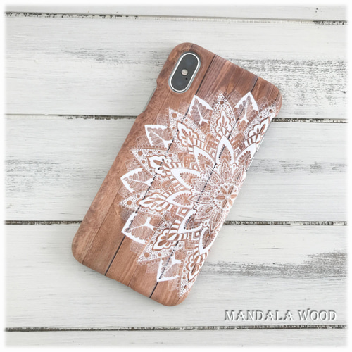 受注制作】Mandala×wood ☆ハードケース スマホケース・カバー Amelie 