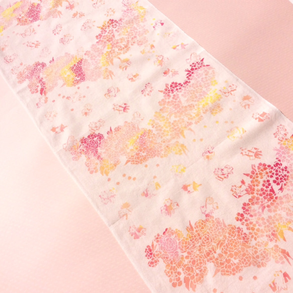 手工染色毛巾“Sakura Nekomata Snow” 第3張的照片