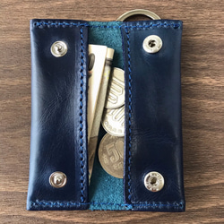 キーケース 小銭入れ メンズ 革 コインケース レザー 本革 イタリアンレザー ミニ財布 おしゃれ 小さい 薄い 軽い 3枚目の画像