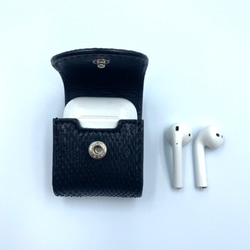 パイソン　蛇革　エアポッズケース　レザー　オリジナル　ハンドメイド AirPods 大人　ヘビ　ユニセックス 4枚目の画像