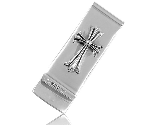 クロス　十字架　マネークリップ ハンドメイド チェーンクロスマネークリップ 十字架 シルバー