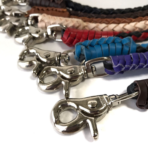 ウォレットチェーン 革 4本手編み 45cm 本革ウォレットチェーン レザー