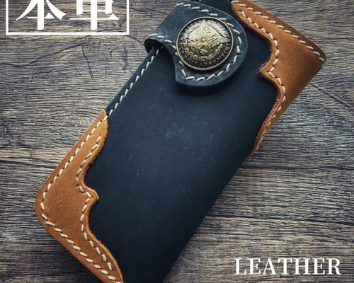 ハンドメイド】猫のバイカーズウォレット 財布