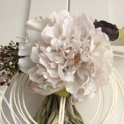 しめ縄飾りスワッグ 白　アーティフィシャルフラワー（造花） 2枚目の画像