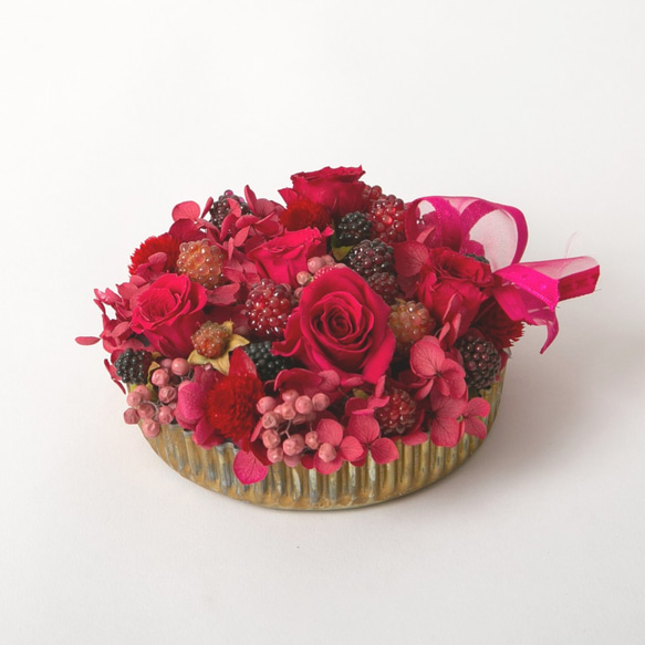 レッドプリザーブドフラワー ハート型装飾 ハート 花 赤バラ