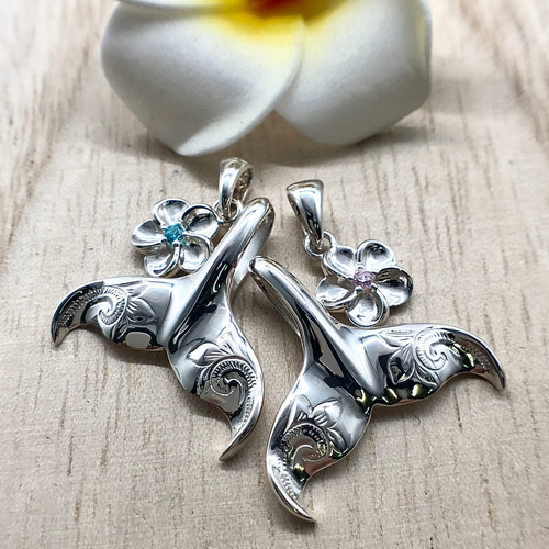 ハワイアンジュエリー ネックレス ホエールテール プルメリア チャーム