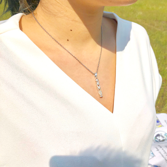 ハワイアンジュエリー　ネックレス　プルメリア 白筒　メンズ　レディース　シルバーネックレス　綺麗な白仕上げ 5枚目の画像