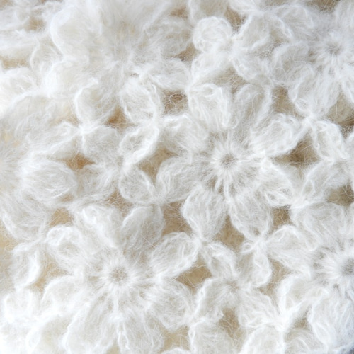 お花モチーフスヌード　ハンドメイド 受注制作 スヌード大人可愛い お花モチーフ編み チクチクしないア75