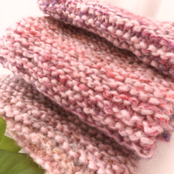 スヌード手編みピンク系グラデ―ション２本どり　厚さしっかりめ★お値下げ 4枚目の画像