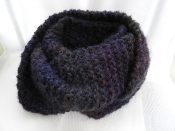 チクチクしないスヌード手編み 受注制作 イタリア製の毛糸 模様編み2種