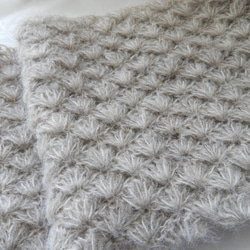 チクチクしないやわらか素材アルパカ75％スヌード　模様編み薄茶色長さ 120㎝　　　　　　　　 5枚目の画像