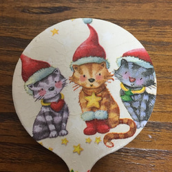 『Creema限定』クリスマスの猫の友人のパーティー手鏡 1枚目の画像