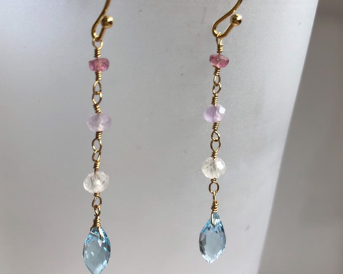 O40 インカの小道 青 天然石と銀のピアス アンデス 南米 ハンドメイド O6 インカの道 青 天然石と銀のピアス アンデス 南米