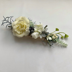 ホワイトローズのボタニカル ロングバレッタ 5枚目の画像