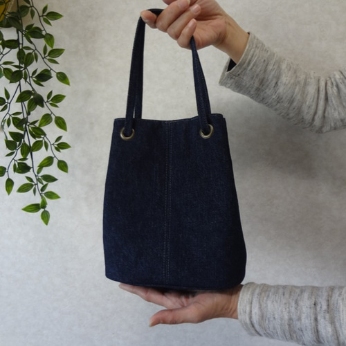 デニムトートバッグ インディゴ迷彩内装 ワンピースオブロック 楽天