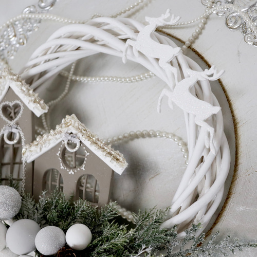 クリステル☆白いトナカイ森のライトリース☆クリスマスリース